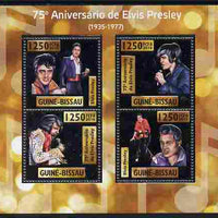 Guinea - Bissau 2010 75th Birth Anniversary of Elvis Presley perf sheetlet containing 4 values (silver background) unmounted mint