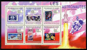 Guinea - Conakry 2009 Stamp on Stamp - Astronauts perf sheetlet containing 6 values unmounted mint