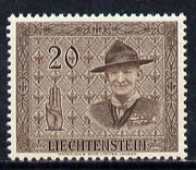 Liechtenstein 1953 14th Scout Conference 20r brown (Baden Powell) SG 314*