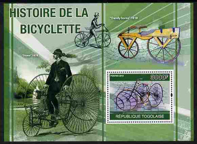 Togo 2010 History of the Bicycle perf m/sheet unmounted mint