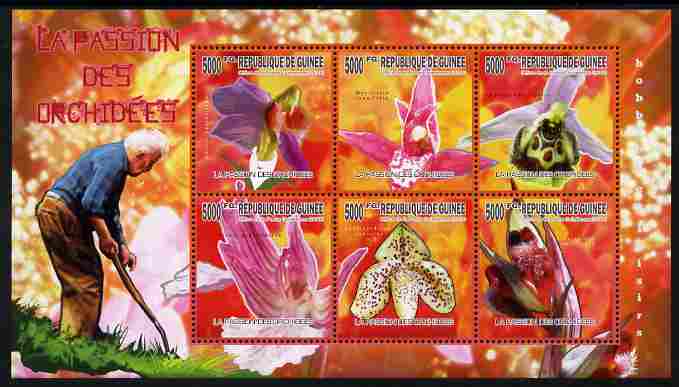 Guinea - Conakry 2010 The Passion of Orchids perf sheetlet containing 6 values unmounted mint