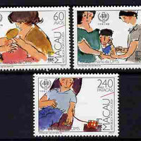 Macao 1988 40th Anniversary of World Health Organisation perf set of 3 unmounted mint SG 666-68