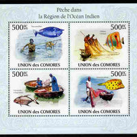 Comoro Islands 2009 Fishing in Indian Ocean perf sheetlet containing 4 values unmounted mint, Michel 2686-89