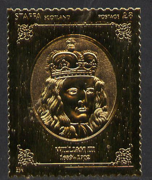 Staffa 1977 Monarchs £8 William III embossed in 23k gold foil with 12 carat white gold overlay (Rosen #495) unmounted mint