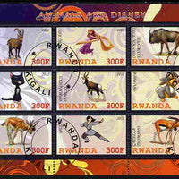 Rwanda 2011 Animals & Disney Characters #2 perf sheetlet containing 9 values fine cto used