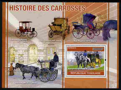 Togo 2010 History of Carriages (Coaches) perf s/sheet unmounted mint, Yvert 433