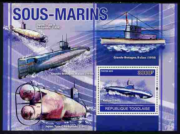 Togo 2010 Submarines perf s/sheet unmounted mint, Yvert 441