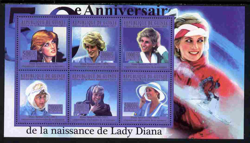 Guinea - Conakry 2011 50th Birth Anniversary of Princess Diana #3 perf sheetlet containing 6 values unmounted mint Michel 8084-89