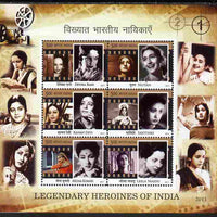 India 2011 Legendary Heroines of India perf m/sheet containing set of 6 unmounted mint