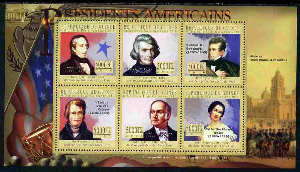 Guinea - Conakry 2010-11 Presidents of the USA #10 - John Tyler perf sheetlet containing 6 values unmounted mint Michel 7919-24