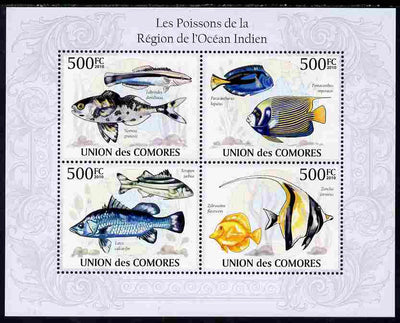 Comoro Islands 2010 Fish from the Indian Ocean Region perf sheetlet containing 4 values unmounted mint, Michel 2682-85