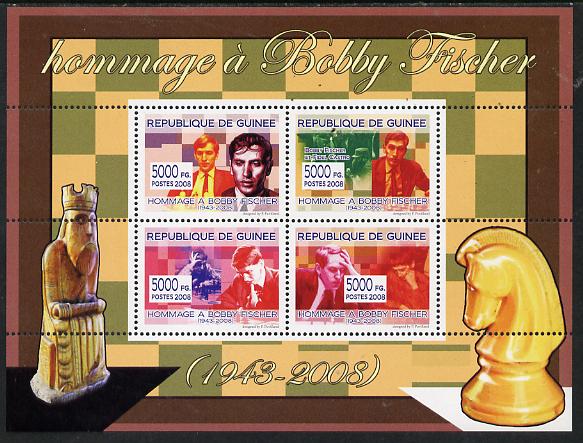 Guinea - Conakry 2008 Tribute to Bobby Fischer perf sheetlet containing 4 values unmounted mint