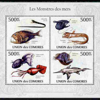 Comoro Islands 2010 Monsters of the Sea perf sheetlet containing 4 values unmounted mint, Michel 2690-93