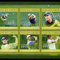 Comoro Islands 2010 Great Golfers perf sheetlet containing 6 values unmounted mint