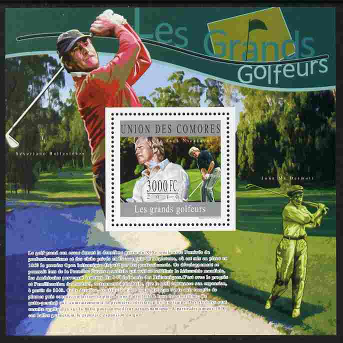 Comoro Islands 2010 Great Golfers perf s/sheet unmounted mint