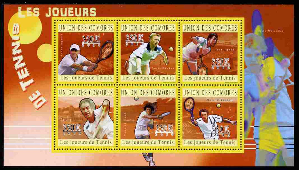 Comoro Islands 2010 Lawn Tennis perf sheetlet containing 6 values unmounted mint