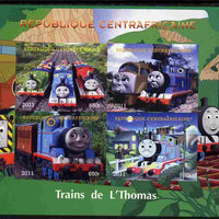 Central African Republic 2011 Thomas the Tank Engine imperf sheetlet containing 4 values unmounted mint. Note this item is privately produced and is offered purely on its thematic appeal