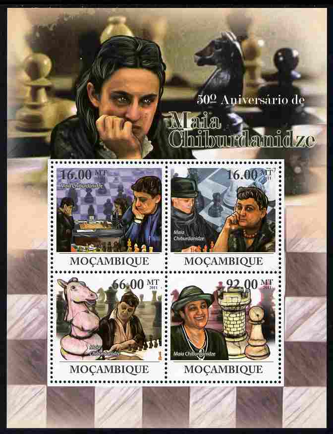 Mozambique 2011 50th Birth Anniversary of Maia Chiburdanidze (chess) perf sheetlet containing 4 values unmounted mint