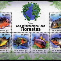 Mozambique 2011 International Year of the Forest - Piranhas perf sheetlet containing 6 values unmounted mint