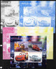 Ivory Coast 2011 Cars 2 sheetlet containing 4 values - the set of 5 imperf progressive proofs comprising the 4 individual colours plus all 4-colour composite, unmounted mint