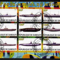 Djibouti 2011 Submarines #2 perf sheetlet containing 9 values fine cto used