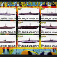 Djibouti 2011 Submarines #2 perf sheetlet containing 9 values unmounted mint