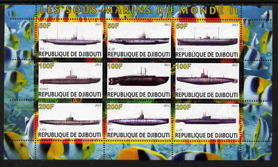 Djibouti 2011 Submarines #2 perf sheetlet containing 9 values unmounted mint