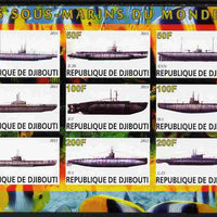 Djibouti 2011 Submarines #2 imperf sheetlet containing 9 values unmounted mint