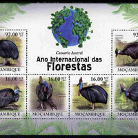 Mozambique 2011 International Year of the Forest - Cassowary perf sheetlet containing 6 values unmounted mint, Michel 4342-47