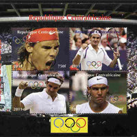 Central African Republic 2011 London Olympics - Tennis (Federer & Nadal) perf sheetlet containing 4 values unmounted mint. Note this item is privately produced and is offered purely on its thematic appeal