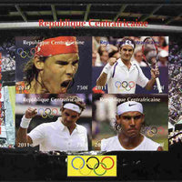 Central African Republic 2011 London Olympics - Tennis (Federer & Nadal) imperf sheetlet containing 4 values unmounted mint. Note this item is privately produced and is offered purely on its thematic appeal, it has no postal validity