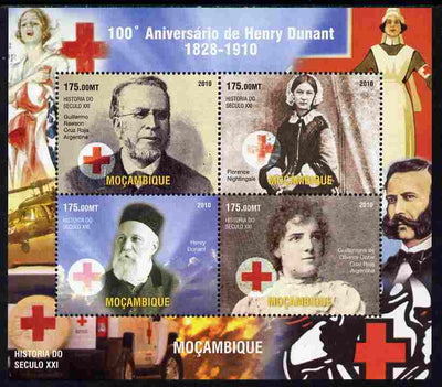 Mozambique 2011 Death Centenary of Henry Dunant perf sheetlet containing 4 values unmounted mint. Note this item is privately produced and is offered purely on its thematic appeal