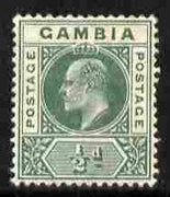 Gambia 1902-05 KE7 Crown CA 1/2d green mounted mint, SG 45