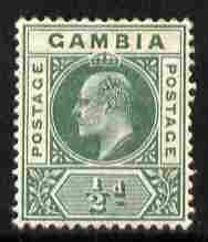 Gambia 1902-05 KE7 Crown CA 1/2d green mounted mint, SG 45