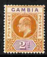 Gambia 1902-05 KE7 Crown CA 2d orange & mauve mounted mint, SG 47