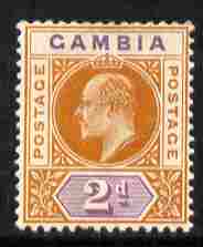 Gambia 1902-05 KE7 Crown CA 2d orange & mauve mounted mint, SG 47