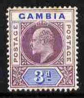 Gambia 1902-05 KE7 Crown CA 3d purple & ultramarine mounted mint, SG 49