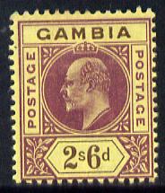 Gambia 1902-05 KE7 Crown CA 2s6d purple & brown on yellow,mounted mint, SG 55