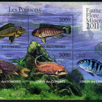 Comoro Islands 2011 Fish perf sheetlet containing 5 values unmounted mint