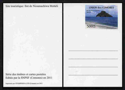 Comoro Islands 2011 Tourism 500f postal stationery card (Ilot de Nimachiwa Moheli) unused and pristine