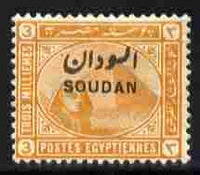 Sudan 1897 Overprint on 3m orange-yellow of Egypt mounted mint SG4