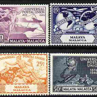 Malaya - Malacca 1949 KG6 75th Anniversary of Universal Postal Union set of 4 mounted mint, SG 18-21