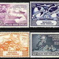 Malaya - Negri Sembilan 1949 KG6 75th Anniversary of Universal Postal Union set of 4 mounted mint, SG 63-66