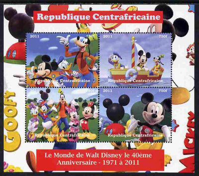 Central African Republic 2011 The World of Walt Disney #2 perf sheetlet containing 4 values unmounted mint. Note this item is privately produced and is offered purely on its thematic appeal