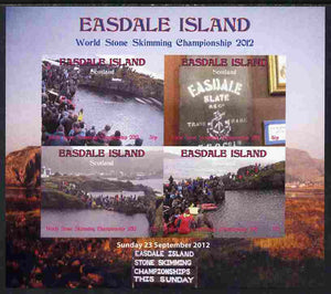 Easdale 2011 World Stone Skimming Championships imperf sheetlet containing 4 values unmounted mint