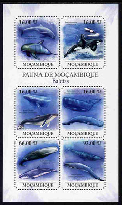 Mozambique 2011 Whales perf sheetlet containing 6 octagonal shaped values unmounted mint