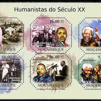 Mozambique 2011 Humanitarians of the 20th Century perf sheetlet containing six octagonal shaped values unmounted mint