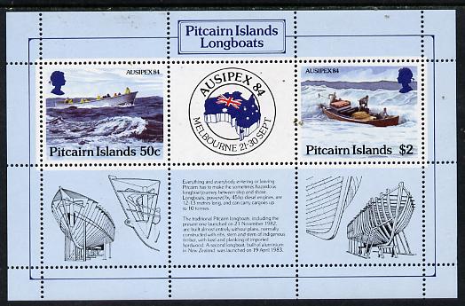 Pitcairn Islands 1984 Ausipex '84 Stamp Exhibition (Longboats) m/sheet, SG MS 263 unmounted mint