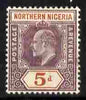 Northern Nigeria 1902 KE7 Crown CA 5d dull purple & chestnut mounted mint SG 14