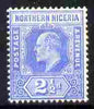 Northern Nigeria 1910-11 KE7 MCA 2.5d blue mounted mint SG 31